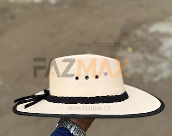 Sombrero de vaquero de cuero marrón hecho a mano: estilo rústico occidental