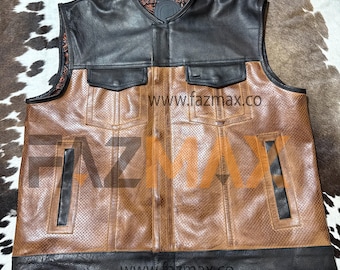 Gilet da motociclista in pelle di vacchetta da uomo: gilet da motociclista in stile club