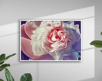 Arte floral de peonía rosa: descarga digital, impresión de naturaleza