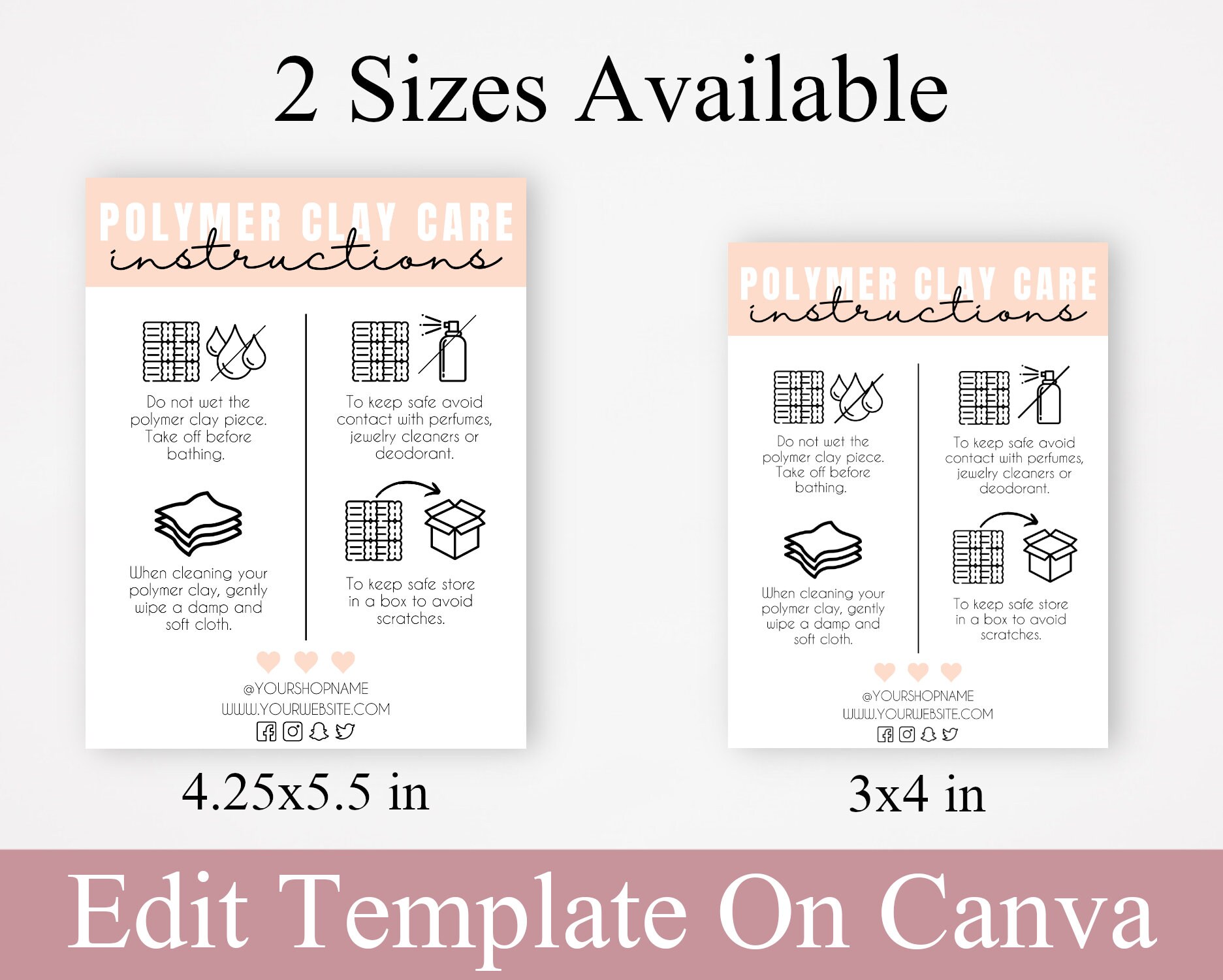 Polymer Clay Care Instruction Card Care Instructions Etsy