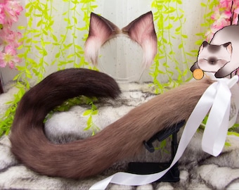 Cosplay Kattenoren en Staart: Siamese kattenset