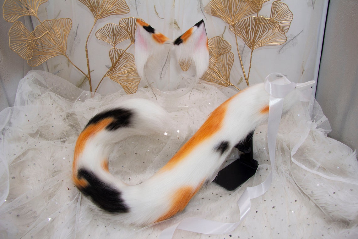 Cosplay Calico Cat Ears and Tail Etsy UK