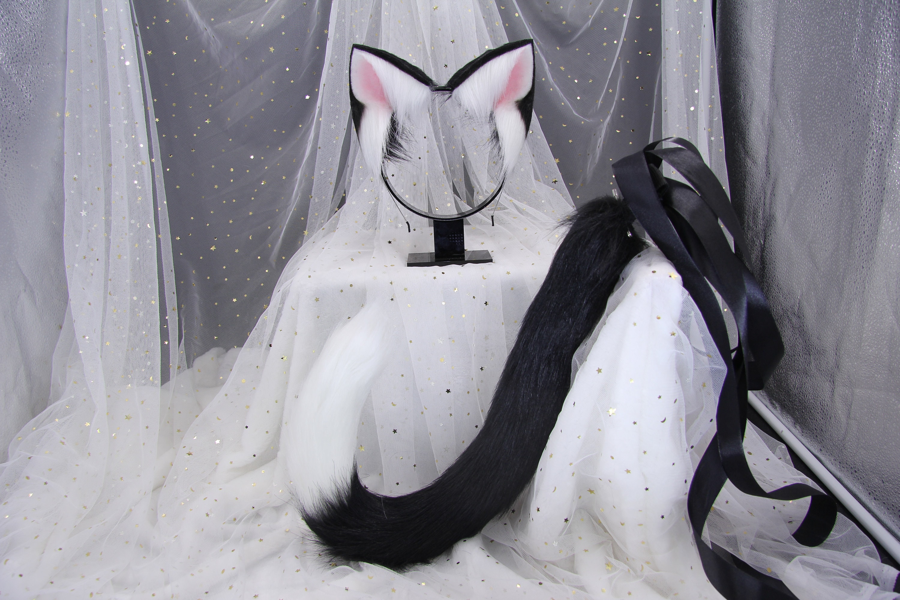 Cosplay Cat Ears and Tail Tuxedo Cat Etsy