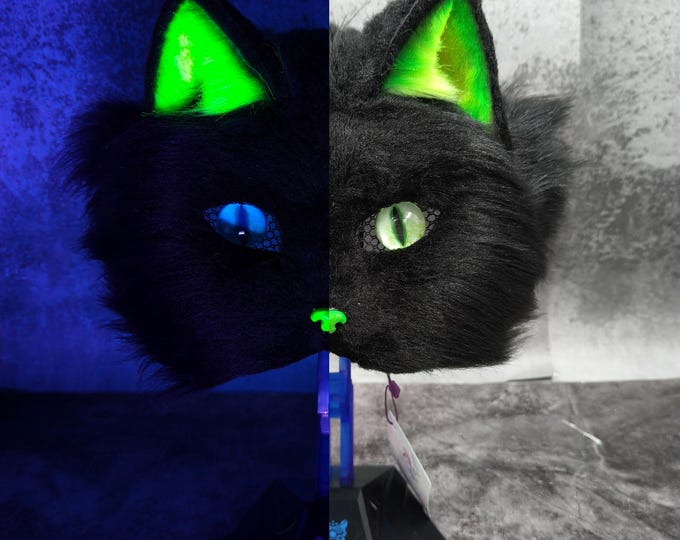 Featured listing image: Black Cat Mask (UV Reactive)