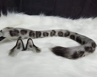 BJD (Doll) Snow leopard Ears and Tail Set (Grey)