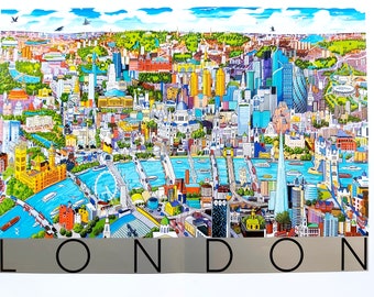 Londen stadsgezicht print. Chris Rogers-kunstwerk