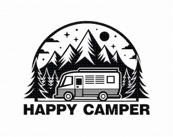 Happy Camper Svg, Png, Pdf, Eps Files, Camper Svg, Camping Svg Cut File, Camping Svg Files, Camping  Shirt Svg, Camp Life Svg