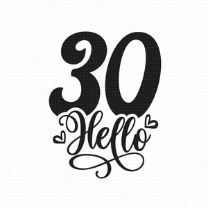 Hallo 30 SVG - Png - Eps - Pdf-Dateien, Hallo Thirty SVG, Thirty svg, 30 Jahre svg, lustige 30 svg, lustige 30ste svg, 30 Jahre Geburtstags svg