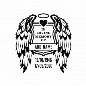 In Loving Memory Svg, Png Eps, Pdf Files, In Memory Angel Wings SVG, Angel Wings Svg, Angel Wings Memorial, Memorial Day Svg