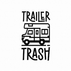 Remolque de basura Svg, Png, Eps, Pdf, Bote de basura Svg, Vector de bote de basura, Basura Svg, Camper Svg, Camper divertido Svg, Remolque de viaje Svg