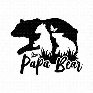 Papa ours SVG Png Eps fichiers Pdf, fête des pères SVG, papa ours bébé SVG, drôle papa SVG, ours SVG, Papa SVG, ours Silhouette SVG
