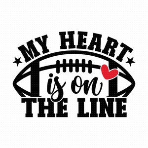 Il mio cuore è in linea Svg, Png, Eps, File Pdf, Football Mom Svg, Football Team Svg, Football Heart Svg