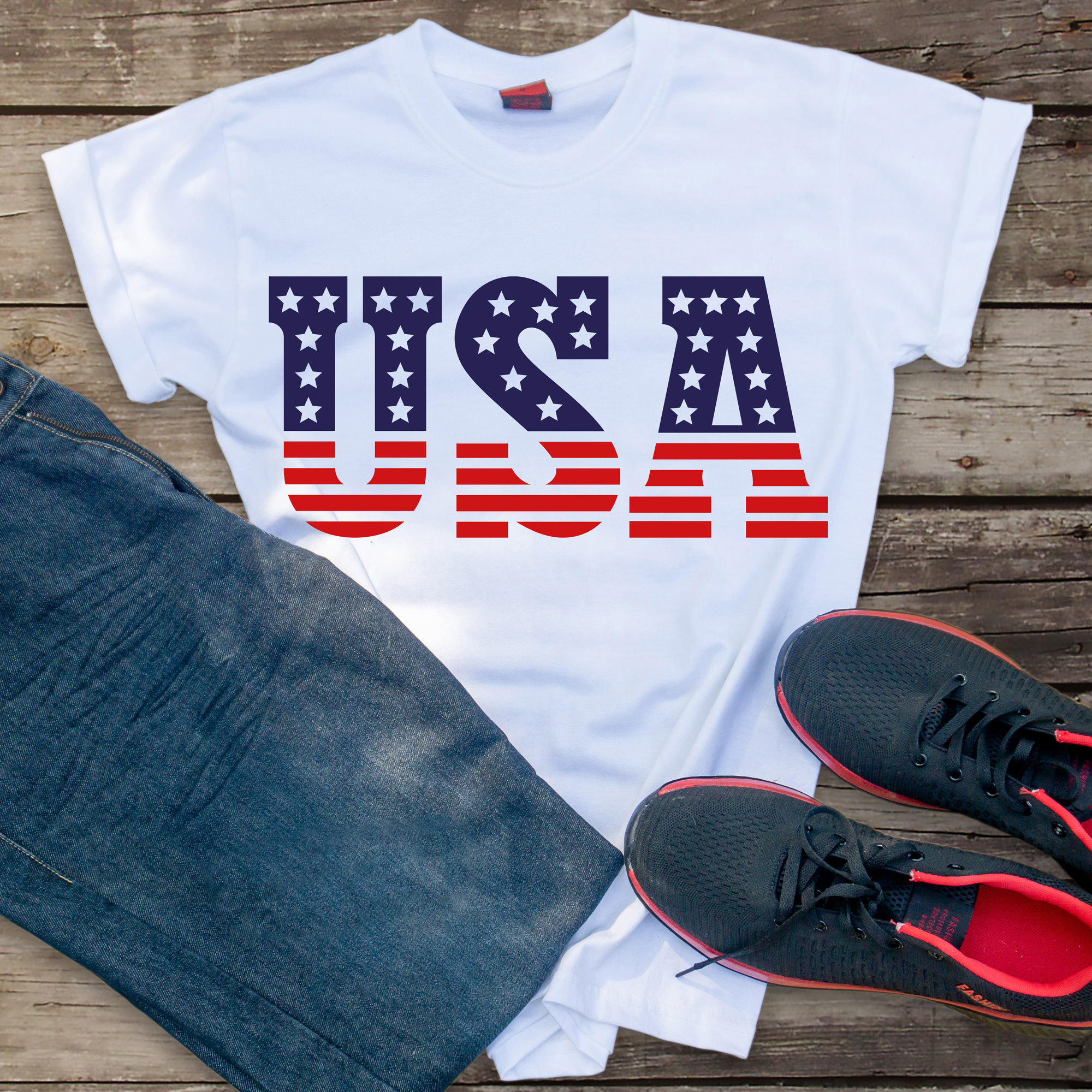 USA Svg Png Pdf Eps Ai Cut Files, USA With Stars, 4th Of July, Americ…