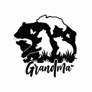 Vovó Urso 4 Filhotes Svg, Png, Eps, Arquivos Pdf, Vovó Urso Svg, 4 Cubs Svg, Urso Vovó Svg, Vovó Bebê Urso, Vovó Vida Svg
