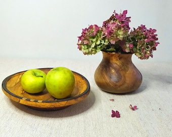 Wooden  set vase & bowl, Handmade wooden set, Gift , Dekor set