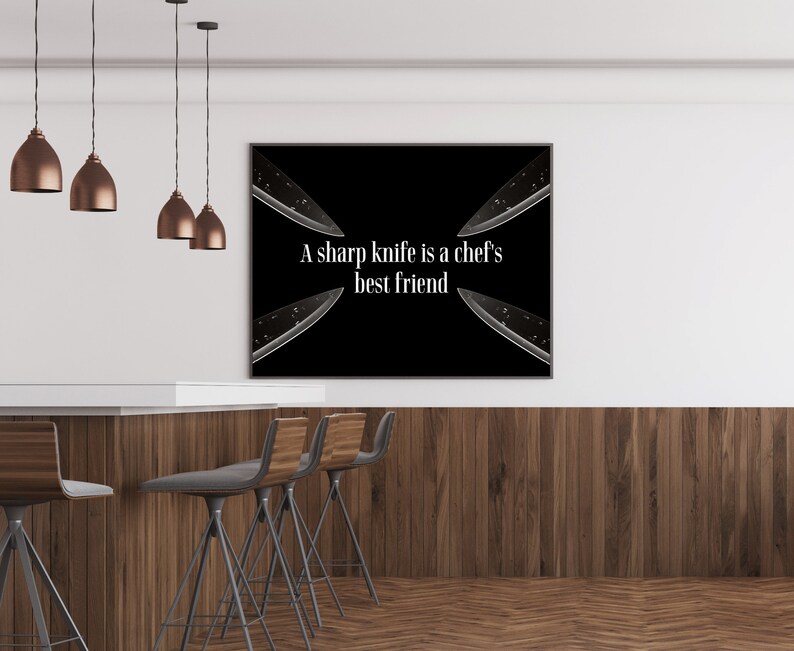 A sharp knife is a chef's best friend Quote chef poster Etsy