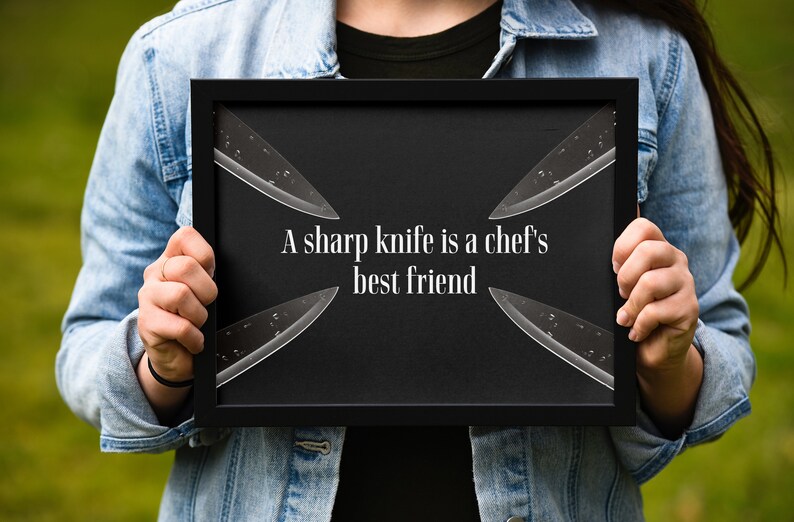 A sharp knife is a chef's best friend Quote chef poster Etsy