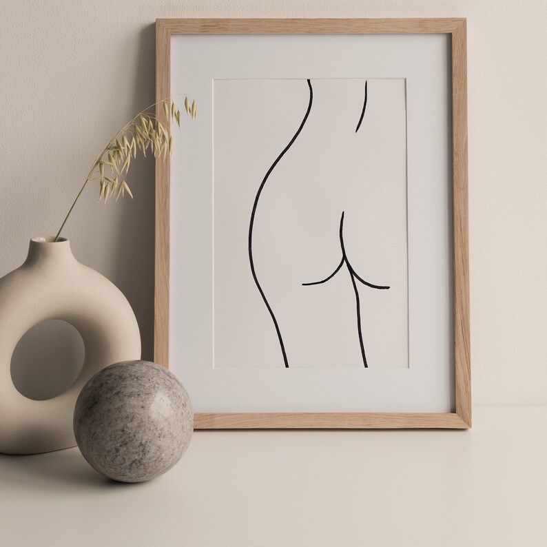 Nude Line Drawing Nude Art Print Booty Art Butt Art Printable Wall Art Female Back Line Art Poster Naked Sketch Female Body Poster