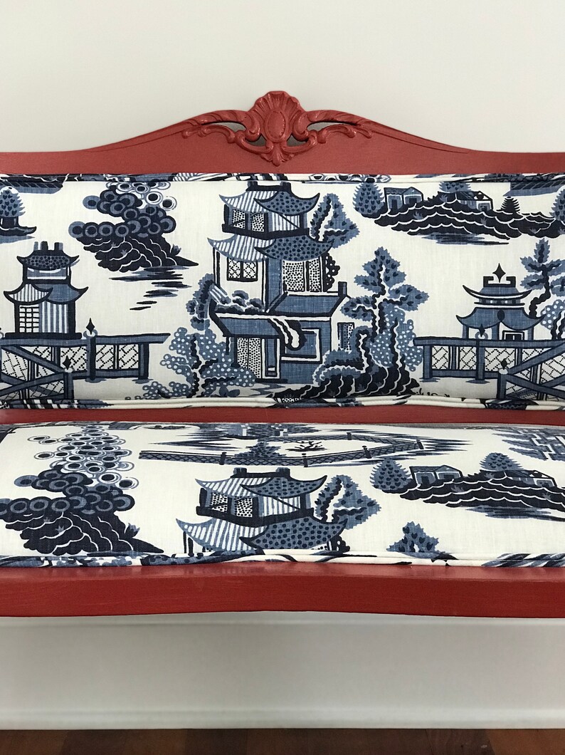 Vintage settee with Schumacher Nanjing Fabric | Etsy