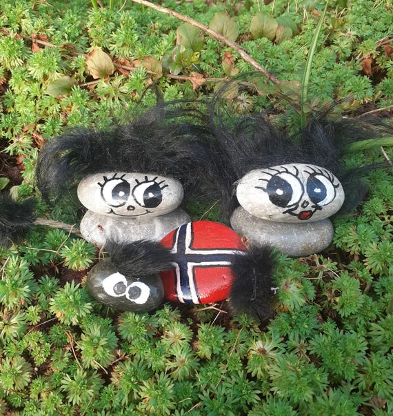 ノルウェーのトロールの置物、石、手作り、民芸品、スカンジナビア 