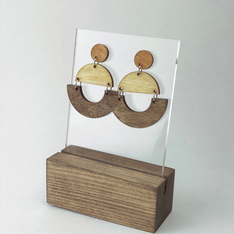 Wooden Geometric Dangle Earrings