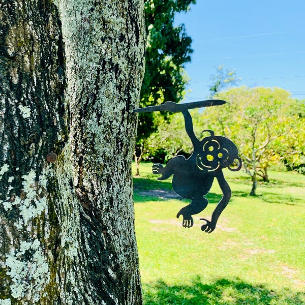 Metal Monkey/Home&Garden Decor/ Mothers Day Gift/Rustic Metal Art/Metal Tree Art/Under 30 Dollars/Free Shipping