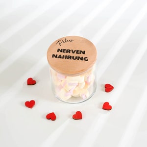 Glass for sweets or cookies as a gift - nerve food - can be personalized with your desired name