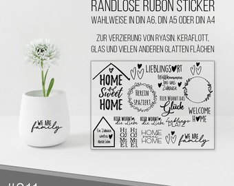 randlose Rub-on Sticker M211 Home sweet home, zuhause zur Dekoration von Raysin, Gips, Beton, Keraflott und vielen anderen glatten Flächen
