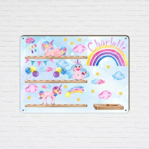Tonieregal XL - Unicorns and rainbows - customizable - children&#39;s room shelf for Tonie figures / Tonies