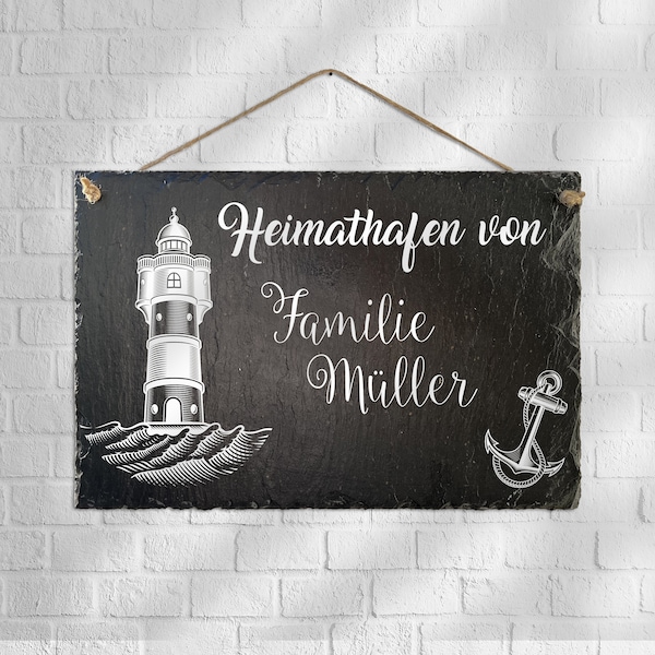 Familiebord "Thuishaven" op leisteenbord - gepersonaliseerd