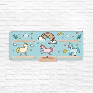 Tonie shelf - unicorns and rainbows - customizable - children&#39;s room shelf for Tonie figures with your desired name