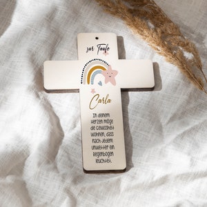Baptism cross, cross, wooden cross customizable - motif 02 rainbow