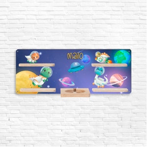 Tonie shelf - dinosaurs in space - customizable - children&#39;s room shelf for Tonie figures / Tonies