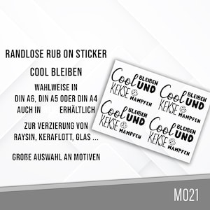 borderless rub-on stickers M021 Stay cool and munch cookies for decorating glass, resin and other smooth surfaces