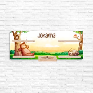 Tonie shelf - sleeping animals in the forest - customizable - children&#39;s room shelf for Tonie figures with your desired name