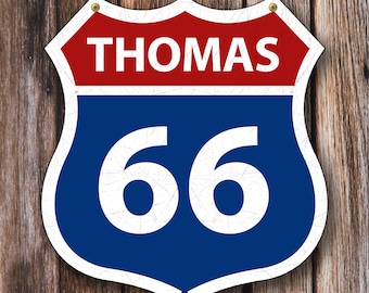 Personalisierbares Route 66 Highway-Schild – Das perfekte Geburtstagsgeschenk!