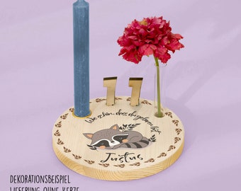Birthday wreath personalized motif 06 raccoon