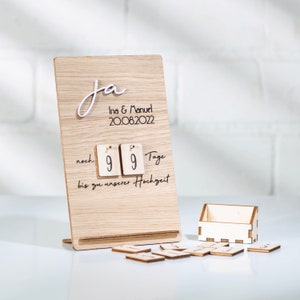 Countdown Hochzeit, Motiv "Ja", Schild Hochzeit, Geschenk Hochzeit, Brautpaar, Verlobungsgeschenk, Tage bis zur Hochzeit