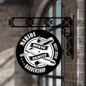 Insegna vintage in legno "Barbiere/Parrucchiere" - Motivo 02 - personalizzabile