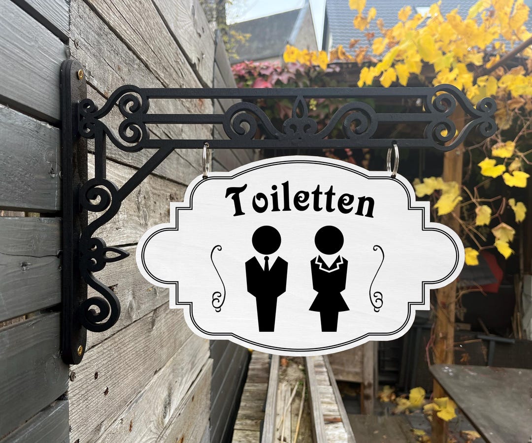 Vintage Wooden Sign for Toilet/wc With Wall Bracket - Other Lettering ...