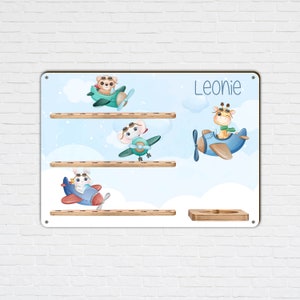 Tonieregal XL - Animals in airplanes - customizable - Children&#39;s room shelf for Tonie figures / Tonies