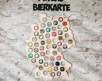 Carte de la bière - Carte de l’Allemagne en bois cadeau pour les amateurs de bière - personnalisable