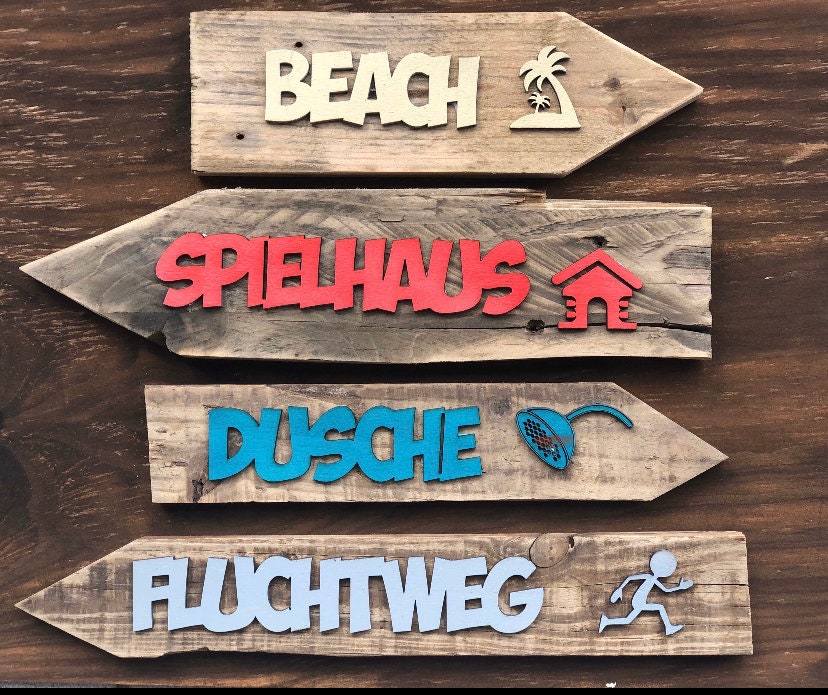 Holz Wegweiser inkl. Icon als Garten oder Partydeko Etsy