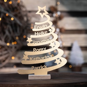 Wooden Christmas tree, personalized Christmas tree, Christmas tree with desired name - the original with a solid wooden base