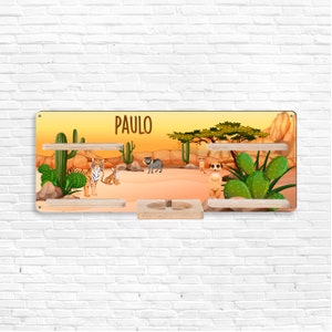 Tonie shelf - desert animals - customizable - children&#39;s room shelf for Tonie figures with your desired name