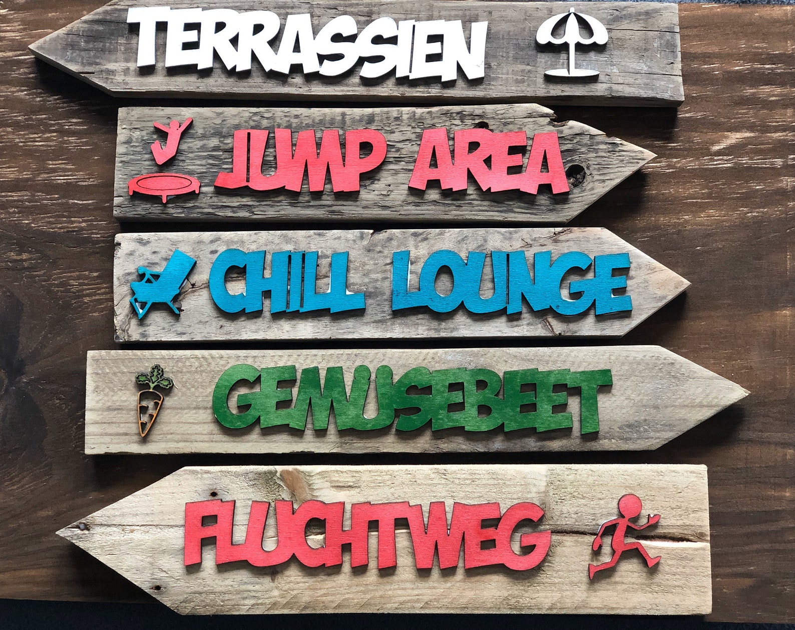 Holz Wegweiser inkl. Icon als Garten oder Partydeko Etsy