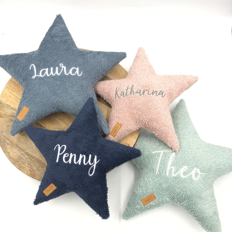 Star cushion terry cloth with name 20 different colors image 1