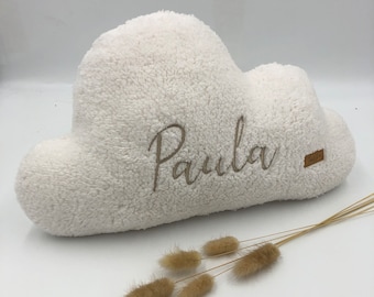 Cloud cushion with name made of teddy fabric