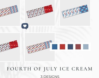 Diy Fourth of July Ice Cream Ice Pop Sleeve Bundle Simple Holder Print | Sublimation Design | Digital Download ONLY