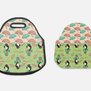 Diy Geisha Girls Lunch Tote Print | Sublimation Design | Lunch Tote Png | Lunch Bag Png | Lunch Box Png | Digital Download ONLY